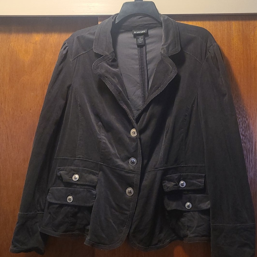 Women's Plus Size Gray Corduroy Blazer